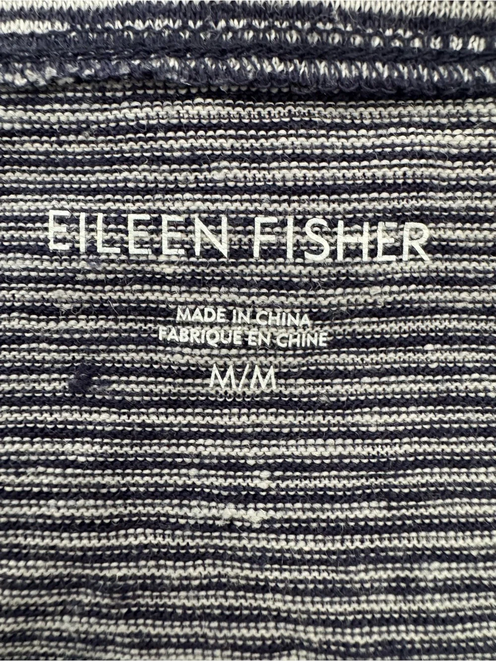 EILEEN FISHER ORGANIC LINEN NAVY WHITE STRIPED ORGANIC T SHIRT TOP SZ M - Picture 6 of 6